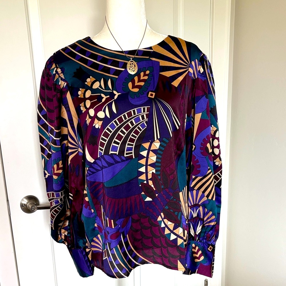 Ann Taylor Botanical Puff Sleeve Top